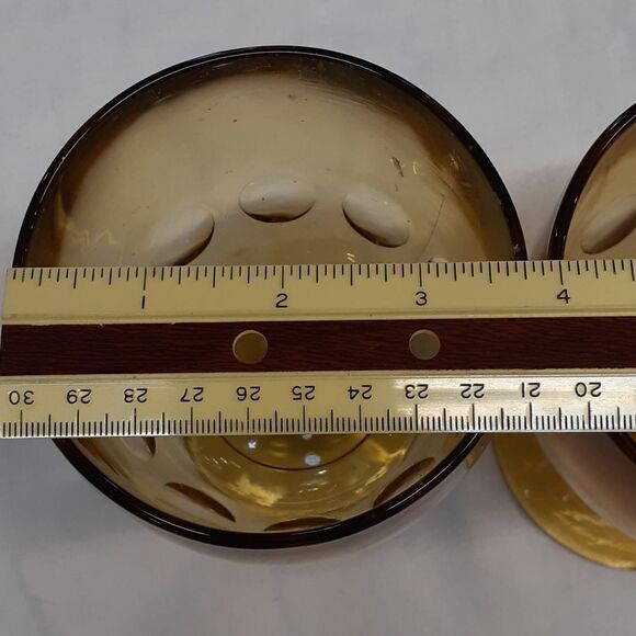 Vintage Bartlett Collins Golden Amber Thumbprint Goblet - Picture 5 of 7